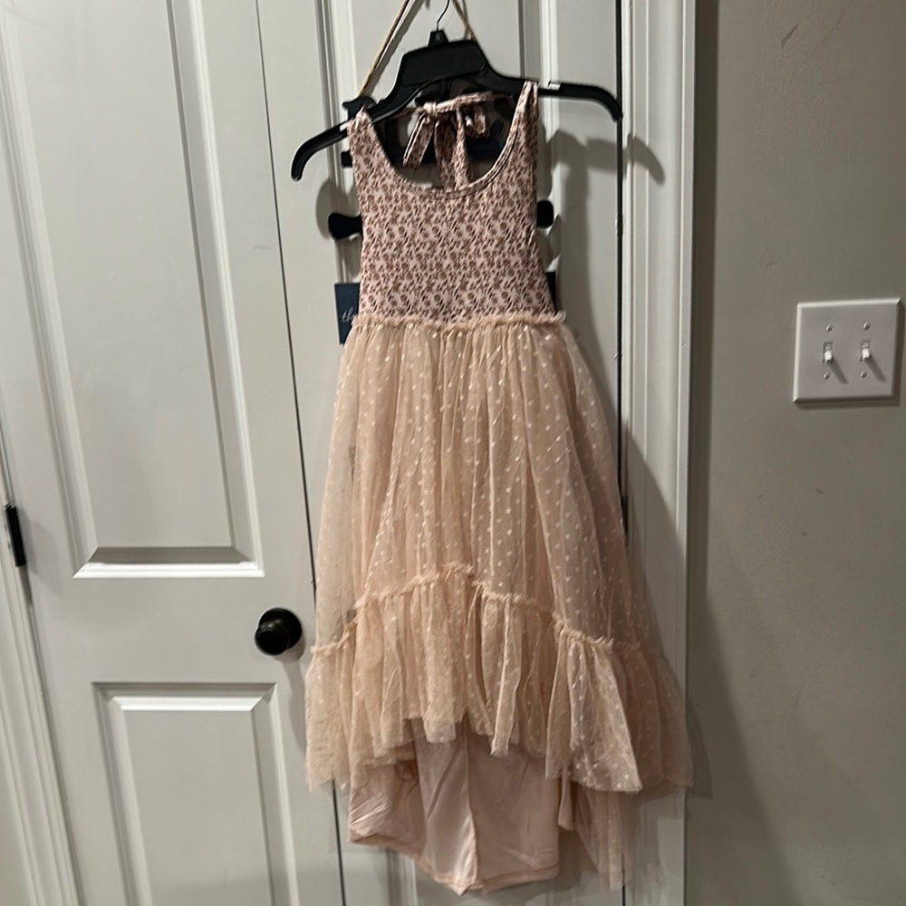 Pink Asymmetrical High-Low Halter Sundress